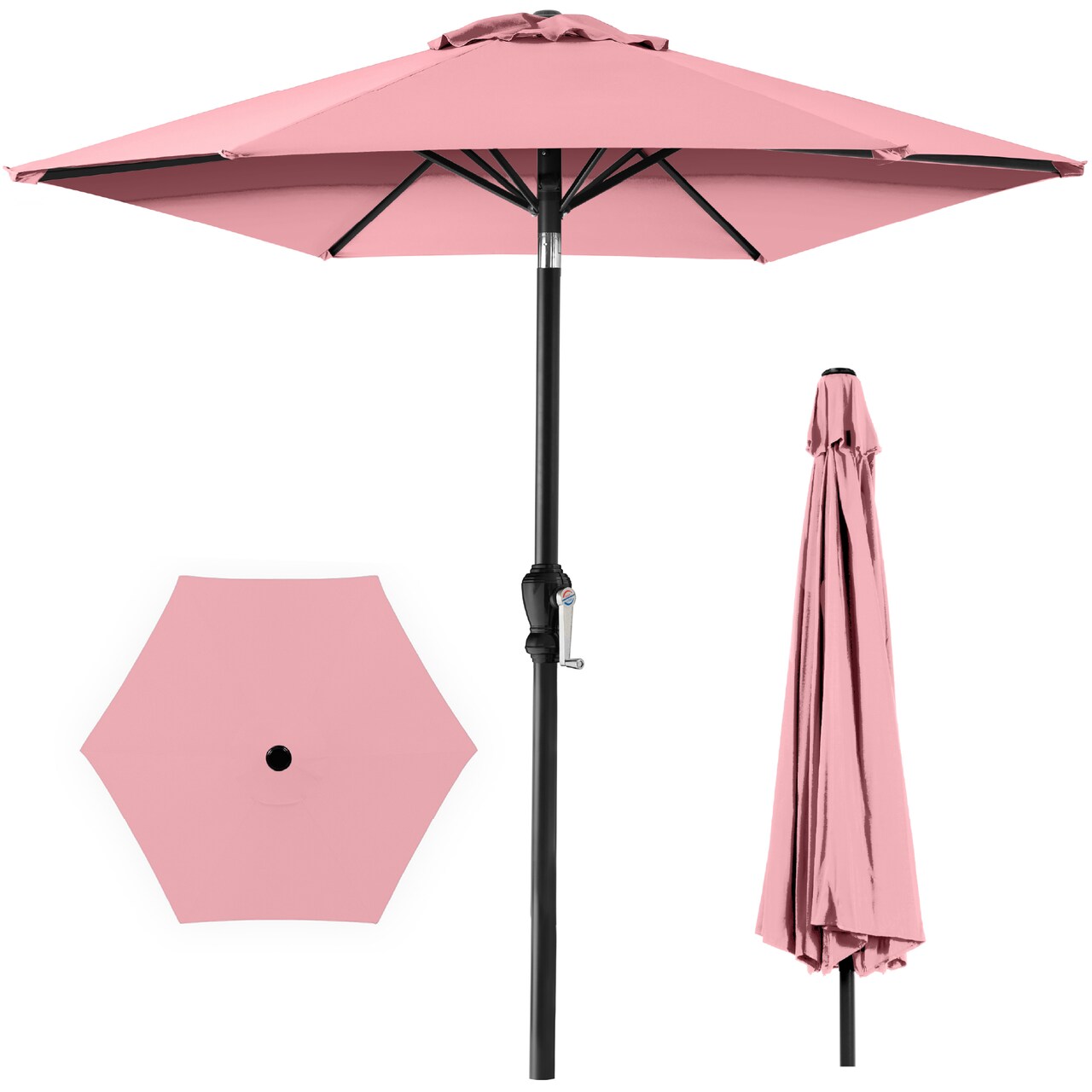 Best Choice Products 10ft Outdoor Steel Market Patio Umbrella w/ Crank, Tilt Push Button, 6 Ribs